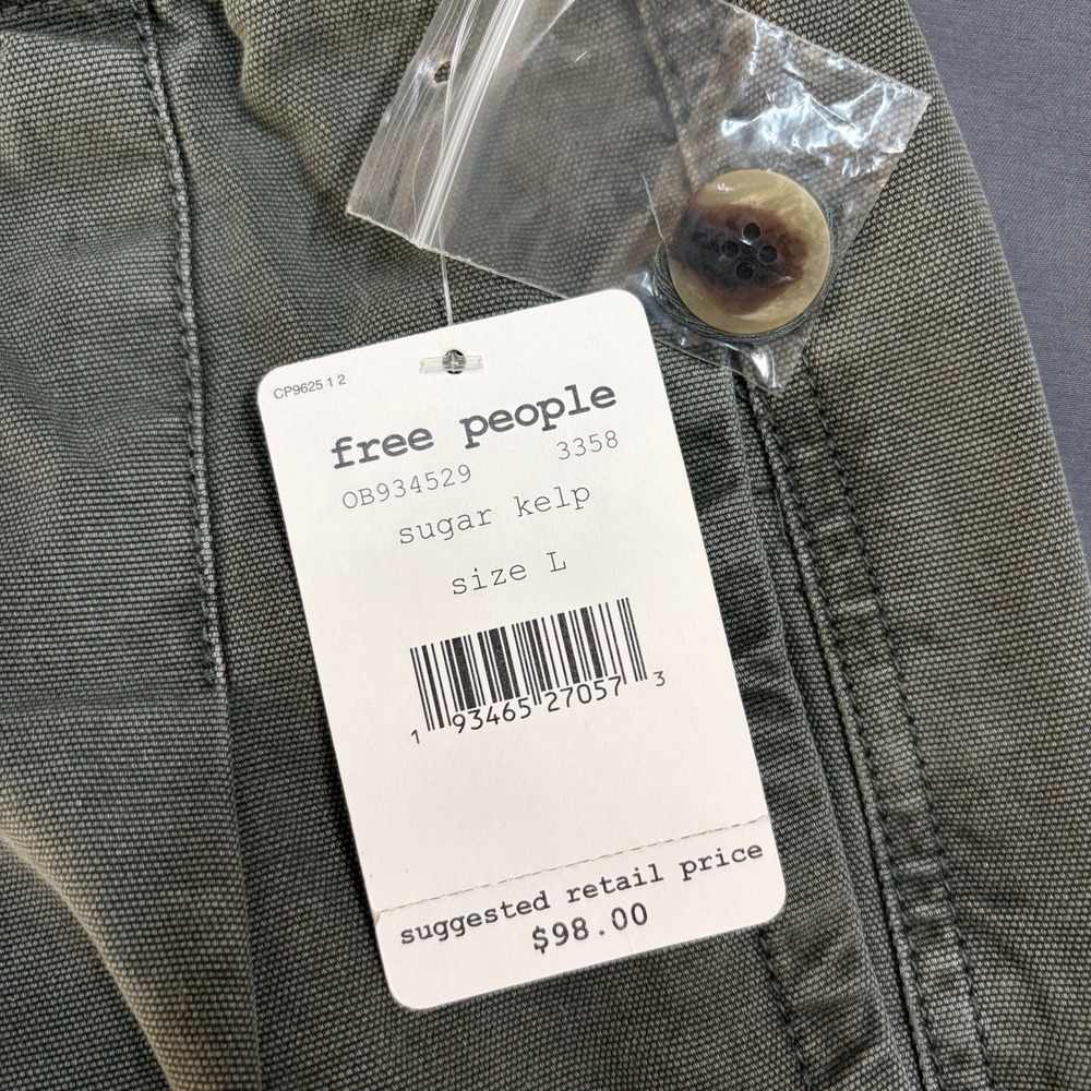 Free People Sugar Kelp Paperbag Waist Pants Olive Green OB934529 Size Large NWT - Picture 9 of 12